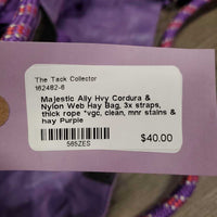 Hvy Cordura & Nylon Web Hay Bag, 3x straps, thick rope *vgc, clean, mnr stains & hay
