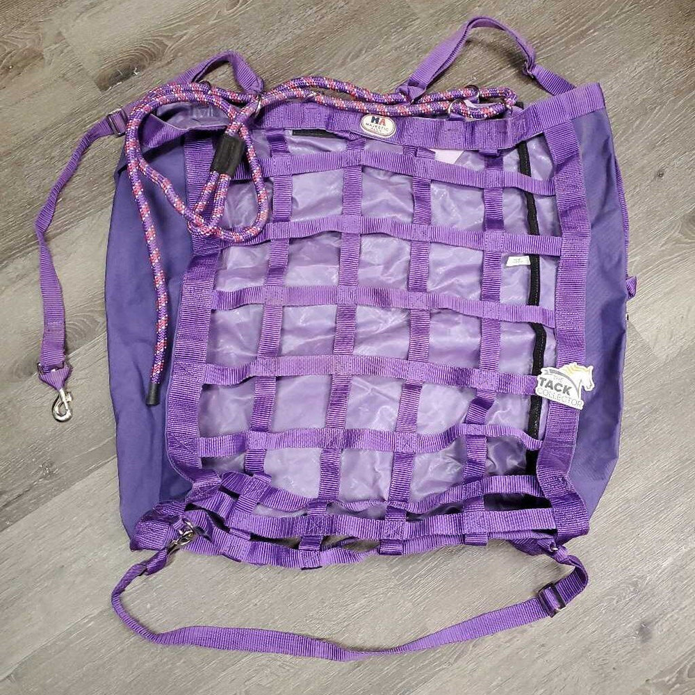 Hvy Cordura & Nylon Web Hay Bag, 3x straps, thick rope *vgc, clean, mnr stains & hay