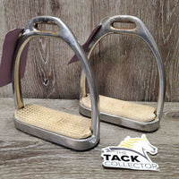 Pr Stirrup Irons, grips *fair, clean, peeled spots, rusty
