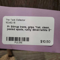 Pr Stirrup Irons, grips *fair, clean, peeled spots, rusty
