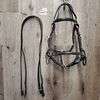 Braided Halter - Bridle, 2 Bit Attachments, Buckles, Plain Reins *like new, stiff, mnr creases
