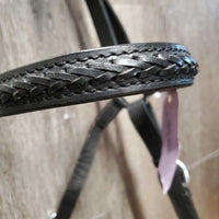 Braided Halter - Bridle, 2 Bit Attachments, Buckles, Plain Reins *like new, stiff, mnr creases
