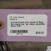 Curved French Link Hunter D Ring, flat center bar *gc, clean, scratches
