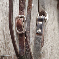 Tooled Thick Leather Headstall, 1 Leather Lace *gc, scrapes, dirt, scratfches, film
