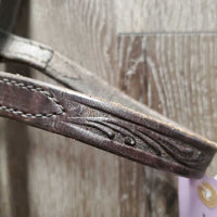 Tooled Thick Leather Headstall, 1 Leather Lace *gc, scrapes, dirt, scratfches, film
