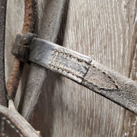 Tooled Thick Leather Headstall, 1 Leather Lace *gc, scrapes, dirt, scratfches, film
