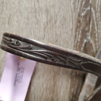 Tooled Thick Leather Headstall, 1 Leather Lace *gc, scrapes, dirt, scratfches, film
