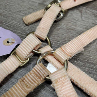 Nylon Halter, attached nylon catch strap *gc, clean, stains, faded, discolored
