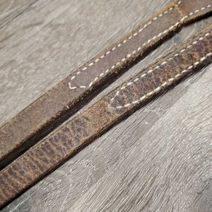 Tooled & Scalloped Leather Westenr Split Reins, 6 silver chicagao screw conchos *gc, creases, dry, mnr cracks, rubs