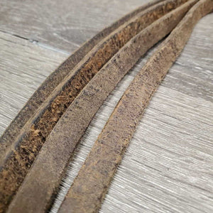 Tooled & Scalloped Leather Westenr Split Reins, 6 silver chicagao screw conchos *gc, creases, dry, mnr cracks, rubs