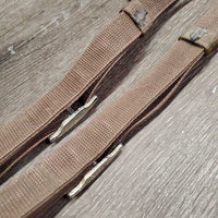Nylon Web & Elastic Side Reins, Spring Snaps *gc, mnr rust, dirt & stains, older
