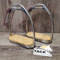Fine Stirrup Irons, grips *gc, yellowed, scratches, dirt & stains, rust? spots
