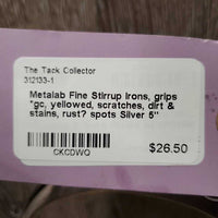 Fine Stirrup Irons, grips *gc, yellowed, scratches, dirt & stains, rust? spots
