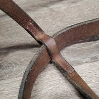 Flat Leather Standing Martingale *gc, N0 stopper, dry, stiff, older, scraped edges, crackles, creases, dirt
