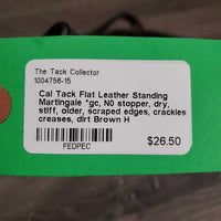 Flat Leather Standing Martingale *gc, N0 stopper, dry, stiff, older, scraped edges, crackles, creases, dirt
