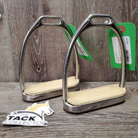 Pr Fine Hvy Stirrup Irons, grips *vgc, mnr scuffs, clean, grips: chips, dry & too big
