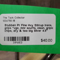 Pr Fine Hvy Stirrup Irons, grips *vgc, mnr scuffs, clean, grips: chips, dry & too big
