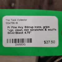 Pr Fine Hvy Stirrup Irons, grips *vgc, clean, mnr scratches & scuffs
