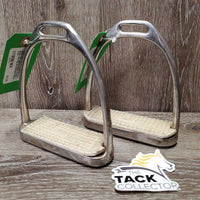 Pr Hvy Fine Stirrup Irons, grips *fair, clean, stains, v.rusty, grips: too big, dry &cracks

