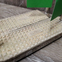 Pr Hvy Fine Stirrup Irons, grips *fair, clean, stains, v.rusty, grips: too big, dry &cracks
