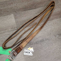 Wide Thick Stirrup Leathers *gc, v.dry, v.stiff, faded, crackles, mnr stains & dents, UNDONE stitching, uneven
