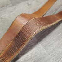 Wide Thick Stirrup Leathers *gc, v.dry, v.stiff, faded, crackles, mnr stains & dents, UNDONE stitching, uneven
