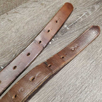 Wide Thick Stirrup Leathers *gc, v.dry, v.stiff, faded, crackles, mnr stains & dents, UNDONE stitching, uneven
