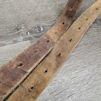 Wide Thick Stirrup Leathers *gc, v.dry, v.stiff, faded, crackles, mnr stains & dents, UNDONE stitching, uneven
