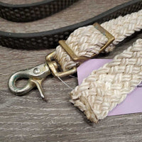 Braided Nylon & Soft Rubber Loop Roper - Barrel Reins, 2 Conway Buckles, 1 Snap *gc, dirt, hair, rust, stains, rubs
