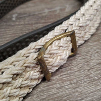 Braided Nylon & Soft Rubber Loop Roper - Barrel Reins, 2 Conway Buckles, 1 Snap *gc, dirt, hair, rust, stains, rubs
