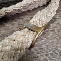 Braided Nylon & Soft Rubber Loop Roper - Barrel Reins, 2 Conway Buckles, 1 Snap *gc, dirt, hair, rust, stains, rubs
