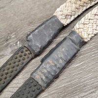 Braided Nylon & Soft Rubber Loop Roper - Barrel Reins, 2 Conway Buckles, 1 Snap *gc, dirt, hair, rust, stains, rubs
