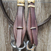 Soft Leather, Rawhide, Futurity Knot Headstall, Hair Tassle, Thick Split Reins, TomThumb, Quick Change *xc, mnr stains, edge scrapes, film & loose/undone laces, shedding tassles