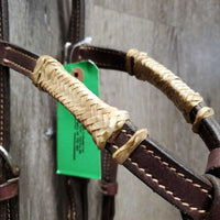 Soft Leather, Rawhide, Futurity Knot Headstall, Hair Tassle, Thick Split Reins, TomThumb, Quick Change *xc, mnr stains, edge scrapes, film & loose/undone laces, shedding tassles
