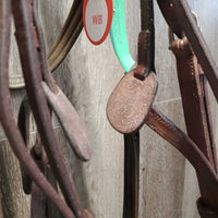 Monocrown FS/Rsd Padded Figure 8 Bridle, Laced Reins *xc/vgc, clean, mnr faded, rubs & dirt?residue, older?, mnr stiff