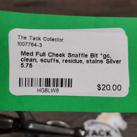 Med Full Cheek Snaffle Bit *gc, clean, scuffs, residue, stains
