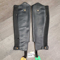Leather Half Chaps, Back Zipper *gc, mnr dirt, creases & folds, elastic: threads & snags, faded
