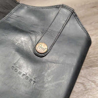 Leather Half Chaps, Back Zipper *gc, mnr dirt, creases & folds, elastic: threads & snags, faded
