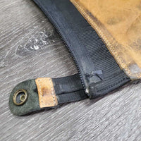 Leather Half Chaps, Back Zipper *gc, mnr dirt, creases & folds, elastic: threads & snags, faded
