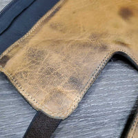 Leather Half Chaps, Back Zipper *gc, mnr dirt, creases & folds, elastic: threads & snags, faded
