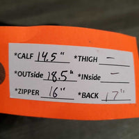 Leather Half Chaps, Back Zipper *gc, mnr dirt, creases & folds, elastic: threads & snags, faded
