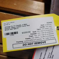 18.5 *MW 5" Amerigo DJ CC Saddle, 4 Billet Guards, Yellow Cotton Cover, Wool Flocking, Long Med Front & Med Back Blocks, Flaps: 14.25"L x 14"W Serial #: 18 1/2 L1555101 +2 1/2 DJ 4
