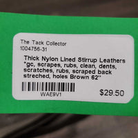 Thick Nylon Lined Stirrup Leathers *gc, scrapes, rubs, clean, dents, scratches, rubs, scraped back streched, holes

