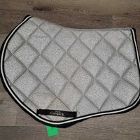 Glitter Quilt Jumper Saddle Pad, 2x piping *gc, mnr stains, dirt, rubs, hair, bare glitter, threads
