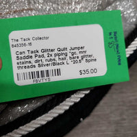 Glitter Quilt Jumper Saddle Pad, 2x piping *gc, mnr stains, dirt, rubs, hair, bare glitter, threads