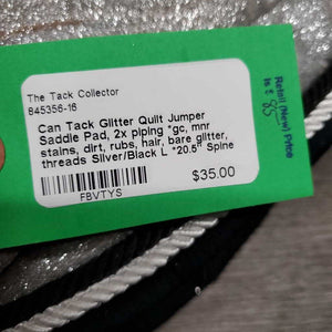 Glitter Quilt Jumper Saddle Pad, 2x piping *gc, mnr stains, dirt, rubs, hair, bare glitter, threads