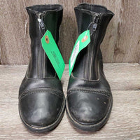 JUNIORS Paddock Boots, Zips *gc/fair, clean, rubs, dents, insideL dirty, rubs, missing & curled insoles
