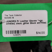 JUNIORS Pr Leather Gloves *vgc, crinkled, clean, glitter
