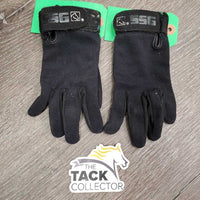 JUNIORS Pr Cloth Riding Gloves *gc, crinkled, glitter, rubs, thin, pulled sea\
