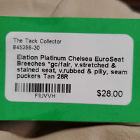 EuroSeat Breeches *gc/fair, v.stretched & stained seat, v.rubbed & pilly, seam puckers
